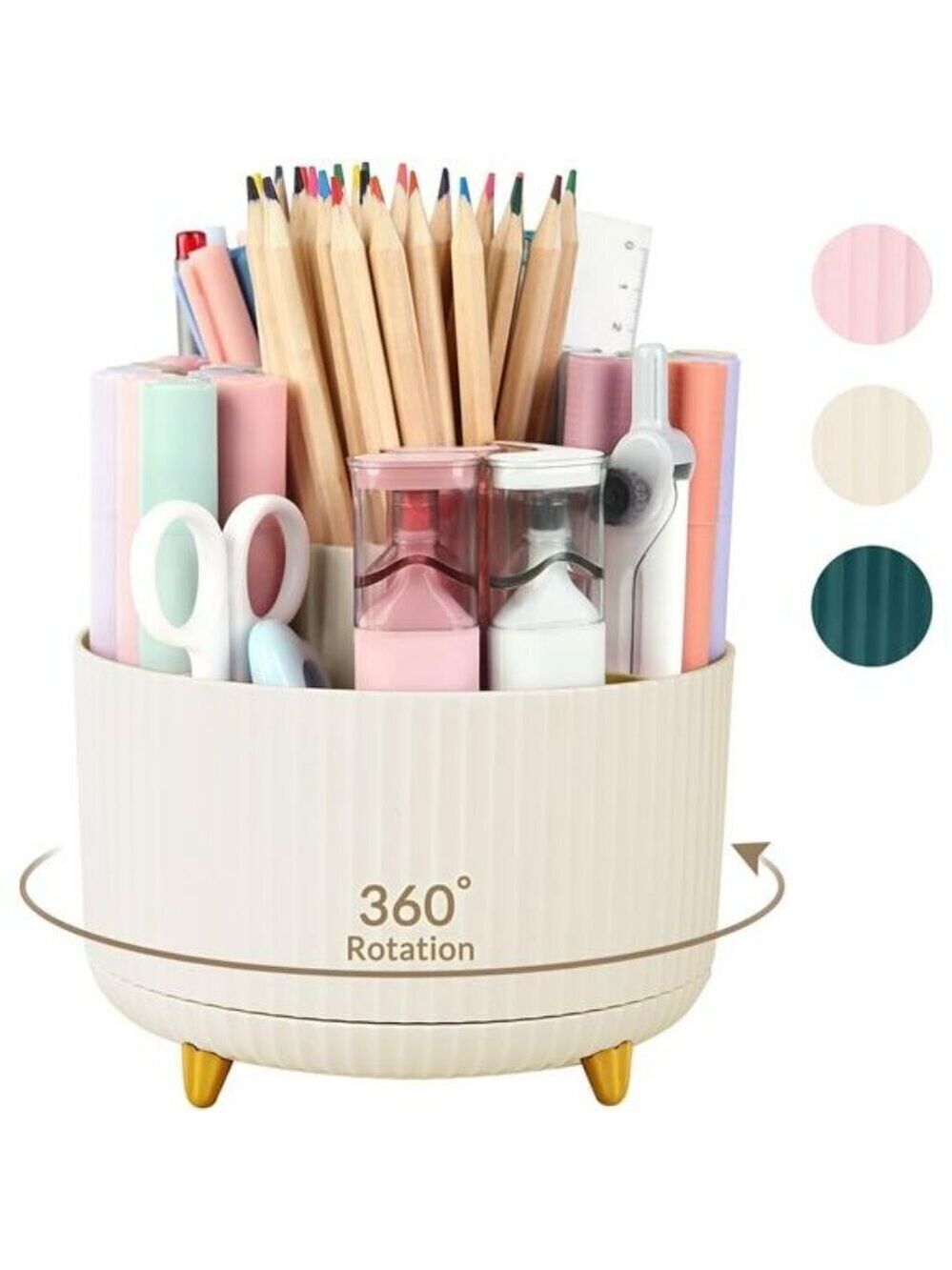 360 Degree Rotating Desk Organizer Dual-Purpose Pencil Pen Holder for Desk Offic
